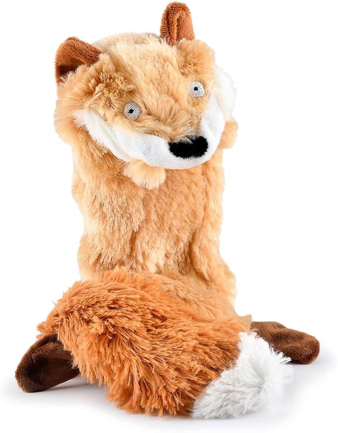 Jeffers Pet Thinnies Unstuffed Plush Dog Toy with Rope & Squeaker – 21" Fox, Flat Stuffing Free Chew Toy for Dogs & Puppies – Soft, Durable, Interactive Play, Fetch, Tug, Training, Teething