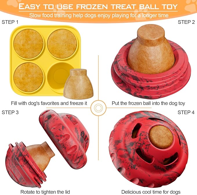 luckdoor Dog Toys to Keep Them Busy,Frozen Treat Dog Enrichment Toys,Slow Food Training to Relieve Boredom and Stimulating,Dog Puzzle Treat Food Dispensing Ball Toy for Small Medium Large Dogs