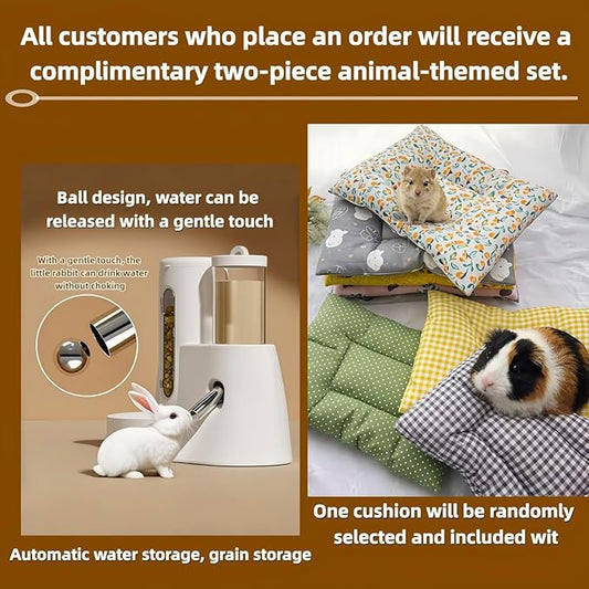Luxury Villa Rabbit cage with Wheels, Guinea Pig cage, complimentary Food Bowl, Bed. Suitable for Hamsters, Chinchillas, Squirrels, Hedgehogs, Ferrets, Cats，Mouse (41.4" Lx 17.7" Wx17.7 H)