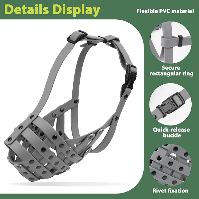 Mayerzon Pitbull Muzzle, Lightweight Basket Muzzle for Large Medium Dogs Rottweiler Amstaff to Prevent Biting Eating, Safe for Grooming Vet Visits Training, Allows to Pant Drink, Adjustable & Sturdy
