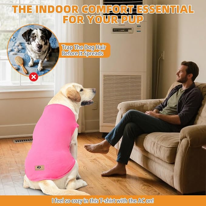KOOLTAIL Girl Dog Clothes for Large Dogs, 2 Pack Cotton Summer Dog T Shirts UV & Insect Protection for Outdoor Camping, Anti-Hair Loss & Breathable Sleeveless Pet Vest Tank Tops Apparel, Pink&Rose,XXL