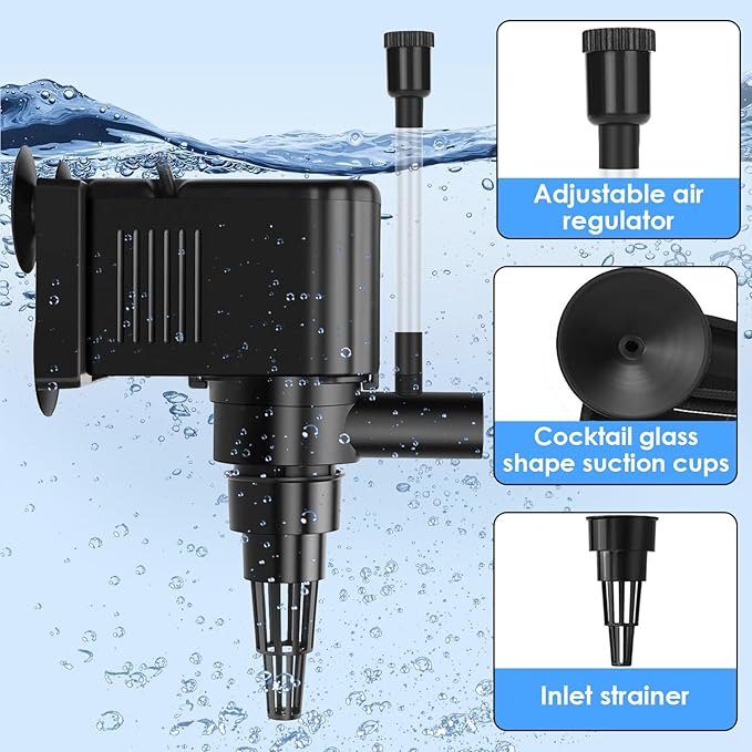 AquaMiracle Aquarium Powerhead Pump Circulating Water Pump 265 GPH for 60-80 Gallon Aquariums with Aerating Features