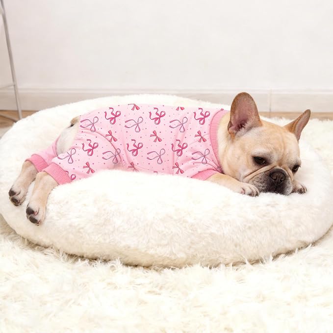 Dog Pajamas for Small Medium Dogs Recovery Suit Dog Pjs Dog Onesie Cute Soft Breathable Puppy Pajamas Pet Spring Summer Stretchy Pjs for Boy Girl - Pink Bows