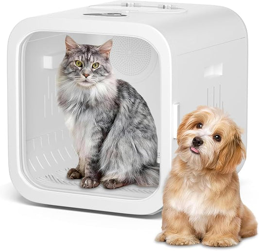 68L Automatic Pet Dryer Box for Cats & Small Dogs – Ultra Quiet, Smart Temp Control, 360° Dual Airflow, Fast & Safe Drying,Care Window， Negative Ion Care for Home Grooming