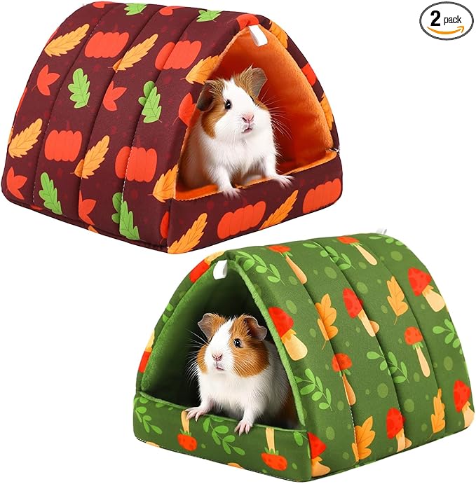 UPINS 2 Pack Guinea Pig Bed, Guinea Pig Hideout Washable Small Animal House Cage Accessories for Dwarf Rabbits Chinchillas Hamsters Hedgehogs Ferrets Bearded Dragons and Rats