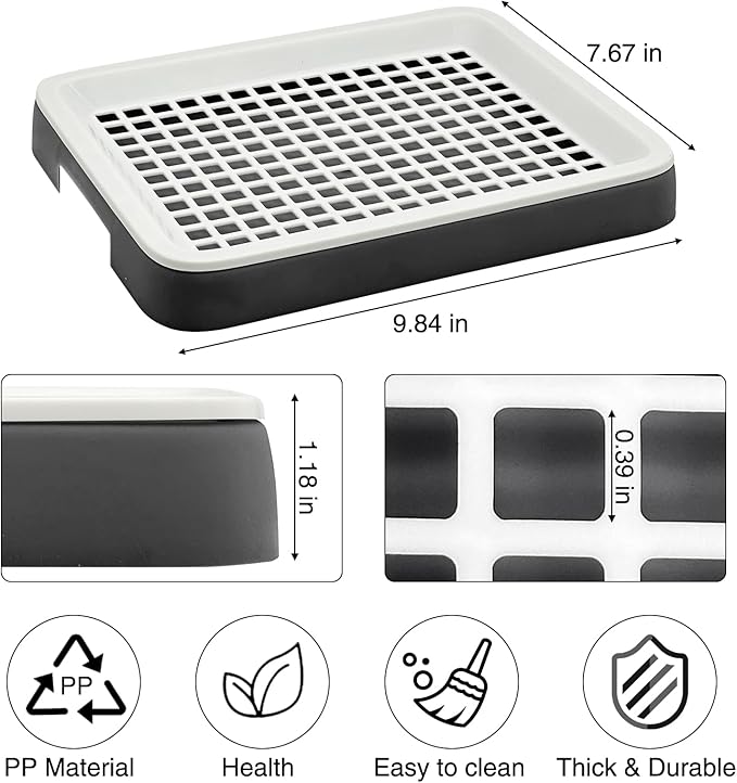 Fhiny Guinea Pig Litter Box, Small Pet Potty Training Chinchilla Bedding Litter Pan with Disposable Cage Liners & Cleaning Broom Cage Accessories for Young Guinea Pig Chinchilla (Black)