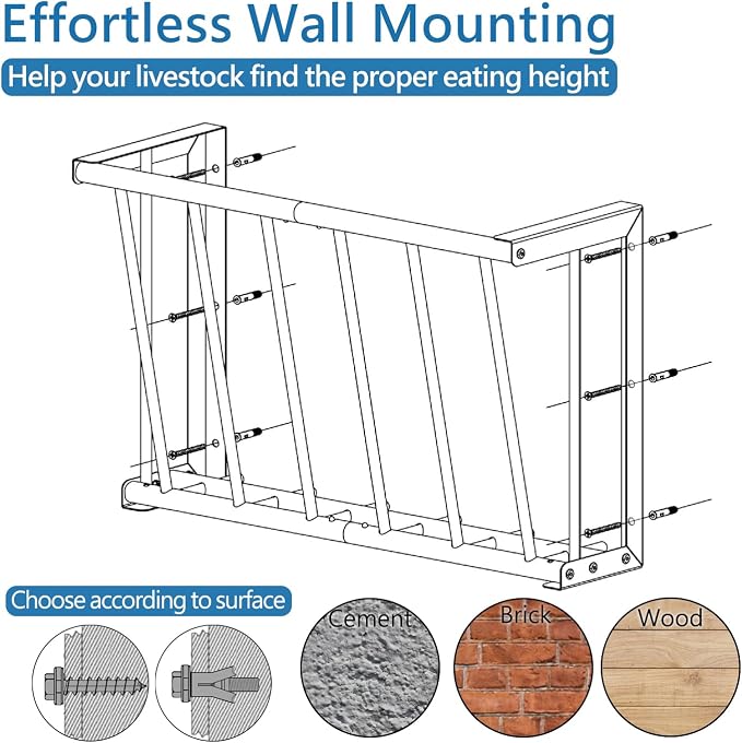 Wall Mount Hay Rack, 27'' Long Livestock Hay Feeder with 16 Gallon Capacity, Carbon Steel Hay Feeder for Sheep, Goats, Horses, Indoor Outdoor Uses
