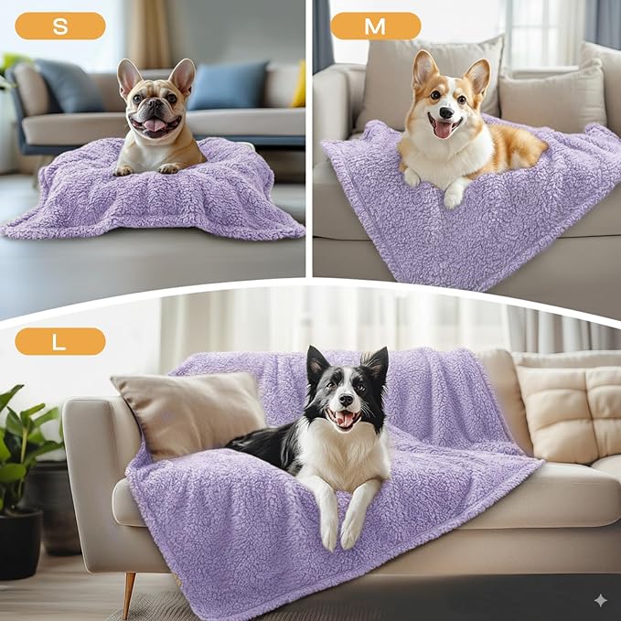 1 Pack 3 Calming Blankets Fluffy Premium Fleece Pet Blanket Soft Sherpa Throw for Dog Puppy Cat Purple Large (41" x31")