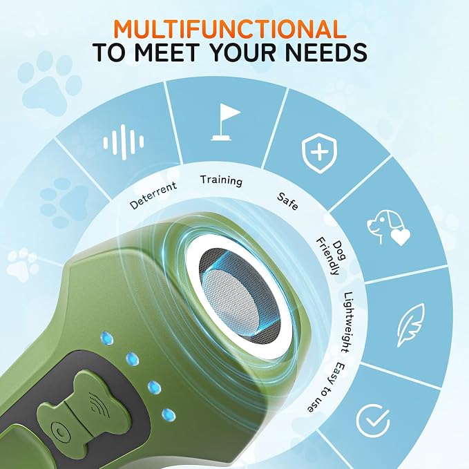 Dog Bark Deterrent Devices, Ultrasonic Anti Barking Device for Dogs, Portable Dog Training Device Safe for Dogs & Human Bark Control Barks No More Indoor Outdoors Behavior Correct