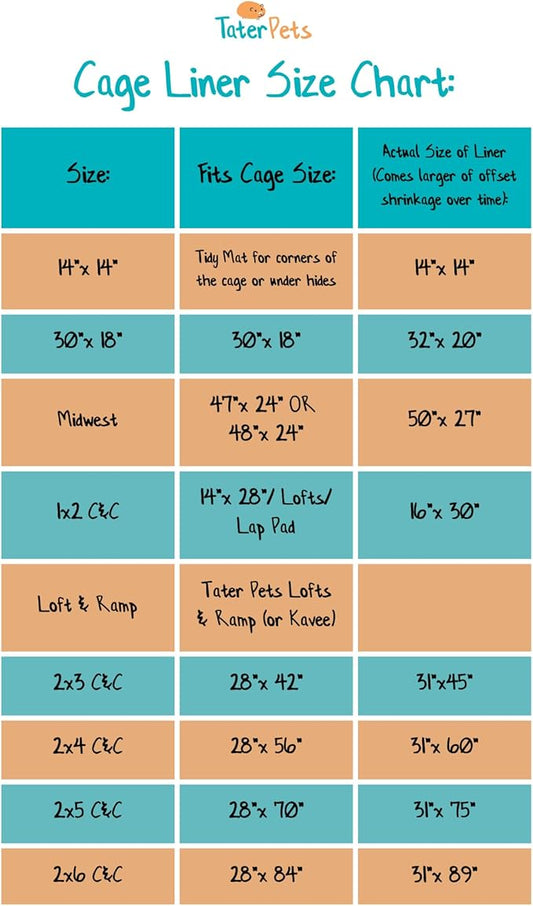 Tater Pets Guinea Pig Fleece Cage Liner - Tidy Mat - Lap Pad - Corner Pad - Absorbent - Machine Washable - for Guinea Pigs and Hedgehogs (Tie Dye, 2x4 C&C (28"x 56"))