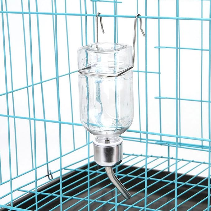 Mipcase Pet Water Feeder 2-Pack Hanging No-Drip Water Dispenser for Small Animals Leak-Proof Rabbit & Guinea Pig Drinking Bottles with Hooks and Springs 2.16X2.04X9.05 Inches