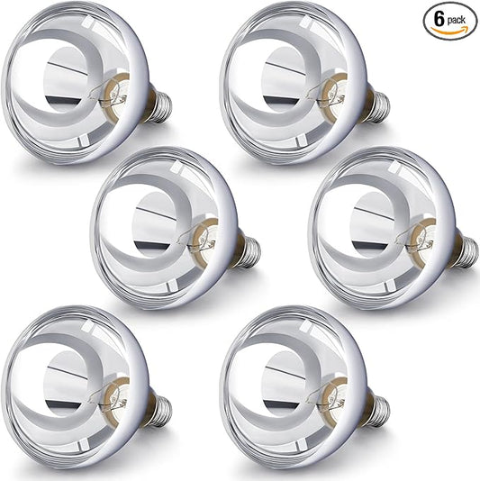 VIHOSE 6 Pack 150 Watt Heat Lamp 120v R40 Heat Lamp Bulbs Glass Incandescent Light Bulbs Incandescent Heating Lightbulbs for Reptiles Chicks Food Puppies Bathroom, Use E26 Base (Silver)