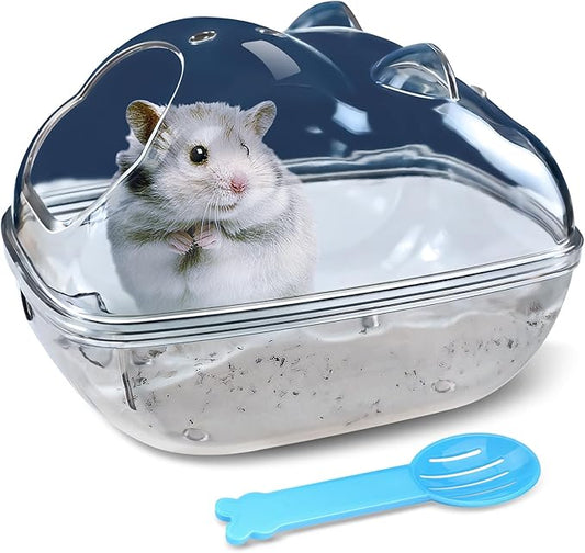 lazYYzal Hamster Bathtub,Hamster Bathroom,Small Animal Habitat Décor,Sand Bath Container Transparent Beds,Hamster Bed,Ice Bathtub,Sleep Pad Nest,Sand Bath Box for Cage Accessories（M）