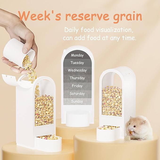 Hamsters Feeder Small Animals Automatic Dispenser Acrylic Clear Pet Feeding Device for Dwarf Hamster