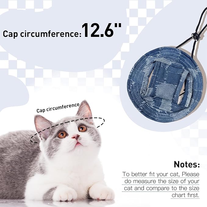 QBLEEV Cat Hats for Cats Only, Sphynx Hat with Ear Hole, Summer Cowboy Hats | Breathable kitten headwear mini sun sombrero caps, pet chihuahua sunscreen baseball outdoor climbing cap for birthday party
