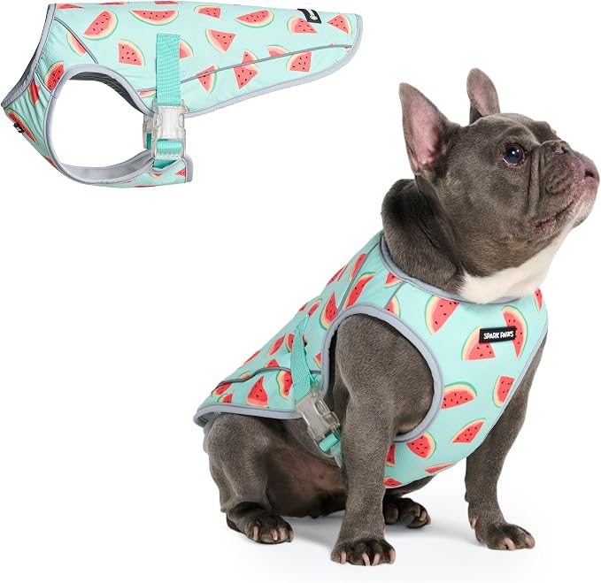 Spark Paws Dog Cooling Vest - SPF 50 UV Sun Protection - Summer Heat Relief Gear for Dogs, Lightweight, Evaporative Cooling - Dog Anxiety Relief Vest During Hot Days - Watermelon - Size XL