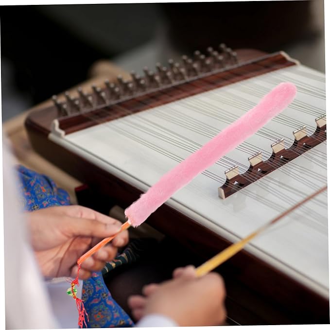 VICASKY Zithers Cleaning Brush Soft Rabbit Hair Cleaner for All Zither Comfortable Handle for Delicate Instrument Care Pink Color Compatibility