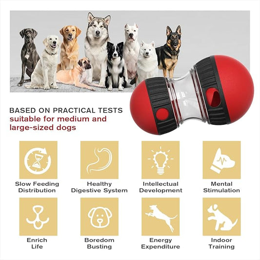 BSISUERM Dog Food Dispensing Puzzle Toy Adjustable Treat Dispenser Slow Feeder Pet Interactive Chase Toy Dog Enrichment Ball for Medium Large Dogs to Keep Them Busy, Extra Large
