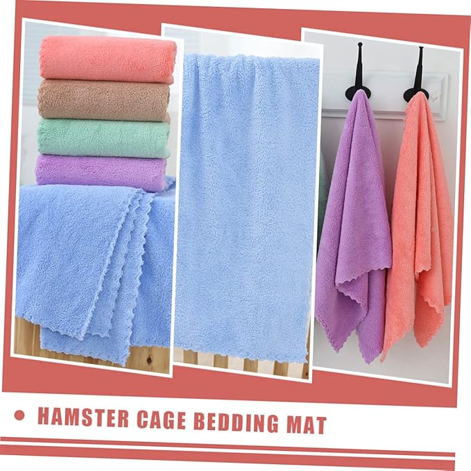 5pcs Water Absorbing Towels for Guinea Pig Cage Mats Soft Bedding Cushions for Small Pets Bath Towels Light