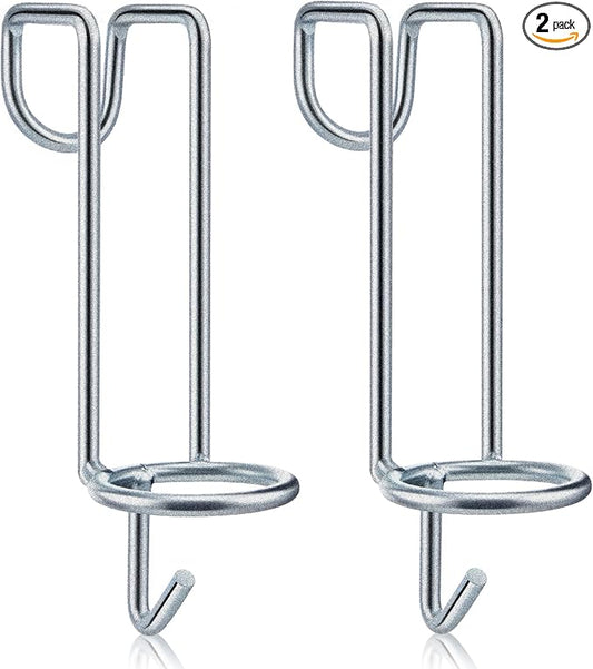 Hicarer 2 Pack Horse Feed Bucket Hooks Tack Hook for Horses Metal Equestrian Water Bucket Holder Hanger Removable No Drill Stall/Stable Feed Barn Farmhouse Supplies Livestock Accessories (Silver)