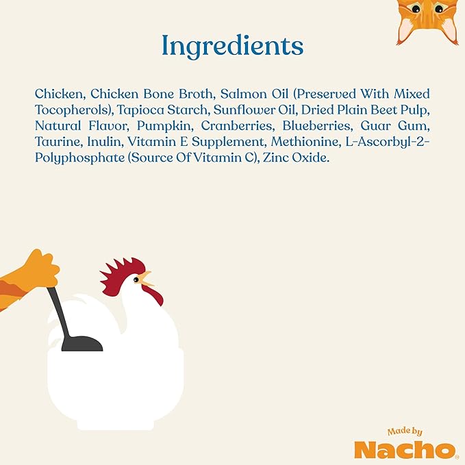 Made by Nacho Immune Support Cage-Free Chicken Puree, Meal Topper for Cat Food with Bone Broth, Add Immune System Support to Pet Kibble, Limited Ingredients, 1.4 oz. Each, 18 Count