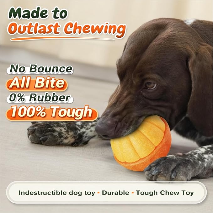 KADTC 3-in-1 Dog Frozen Treat Ball, Large Size, No-Transfer Fill & Freeze Lick Cup, Treat Dispenser & Tough Chew Toy, Long-Lasting Enrichment Toy for Dogs, Orange-Shaped