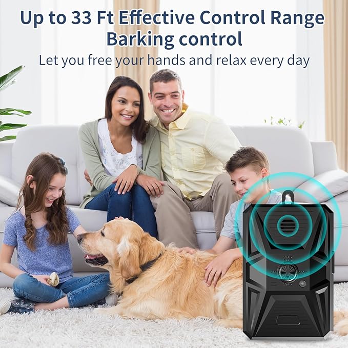 Anti Barking Device, Dog Bark Deterrent Devices with 3 Mode Outdoor Indoor Dog Bark Deterrent Rechargeable & Waterproof Anti-Bark Tool for All Types Dog (Blue) (Black) (Black)