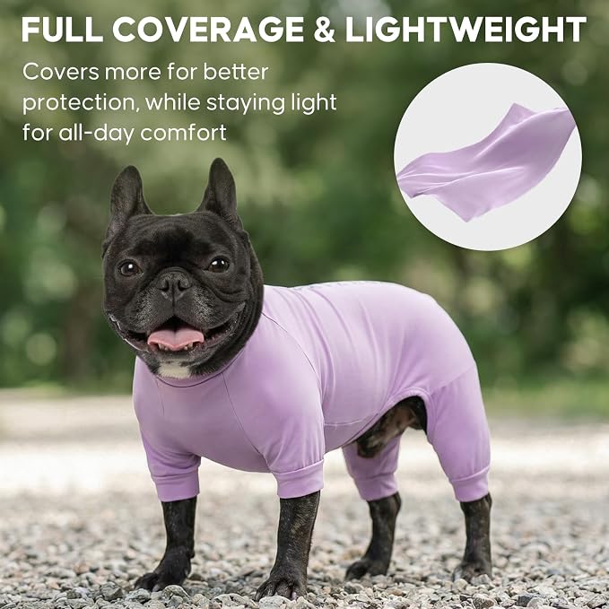 KYEESE UV Protection Dog Shirt, UPF 50+ Cooling Summer Jumpsuit for Small Medium Dogs, Breathable Reflective Shedding Control Dog Sun Shirts, Quick-Dry Dogs Onesie Pet Clothes, Purple, XL