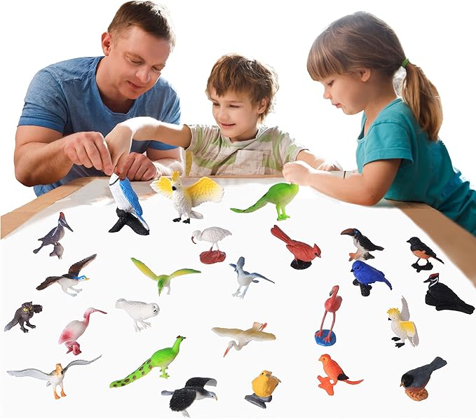 Birds Figurines, 23pcs Realistic Eagle Parrot Robin Owl Toy Bird, Fairy Garden Accessories, Learning Educational Toys for Dollhouse Birthday Cake Topper Gift for Kids Toddler