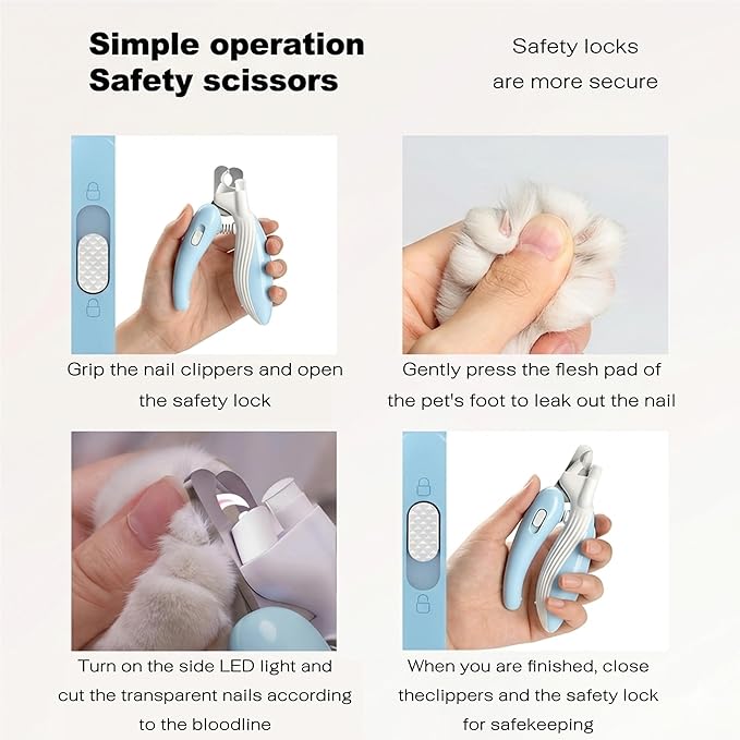 Cat & Dog Nail Clippers with LED Light, Illuminates Nail Bloodline to Prevent Overcutting, Pet Nail Trimmer with Safety Guard & Built-in Nail Catcher for Dog Cat Rabbit Small Animals(CoffeeBrown)