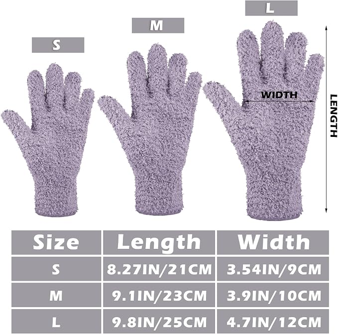 Patelai 3 Pairs Microfiber Plant Dusting Gloves Leaf Cleaning Gloves for Indoor Plants, Blinds, Furniture, House (Pink,Nude,Light Purple,Medium)