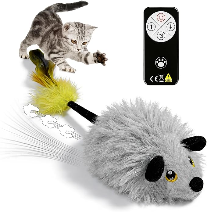 Interactive Remote Control Cat Toy with Random Movement – USB Rechargeable Cat Mouse Toy, Automatic Electric Mouse for Indoor Cats, Keeps Cats Active & Entertained