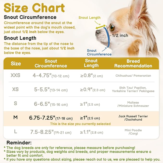 Mayerzon Mesh Muzzle for Small Medium Dogs Anti-Biting, Focus on Short Snout Dogs, Opening Front Muzzle for Jack Russell Terrier Dachshund, Breathable Fabric, Allow Panting, for Grooming Vet Visits