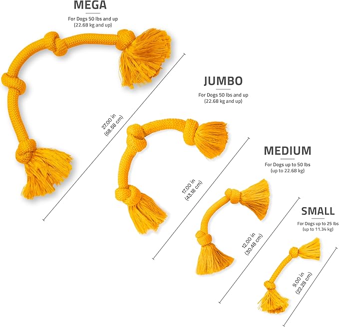 Playology Dog Toys | Dri-Tech Rope Tug of War Dog Toy for Tough Chewers | Cheddar Cheese Scented Mega Size Tug Rope Toys for Extra Large Dogs