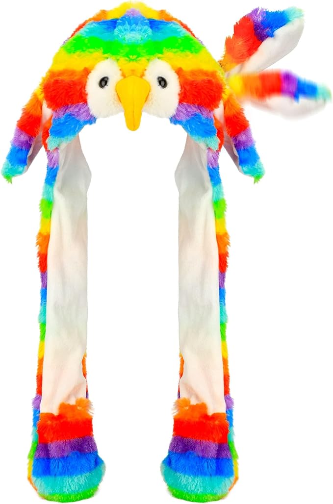 Bubblepompom Animal Hat with Ears Moving Jumping Pop Up Beating Hat Plush Holiday Cosplay Dress Up Funny Gift for Kids