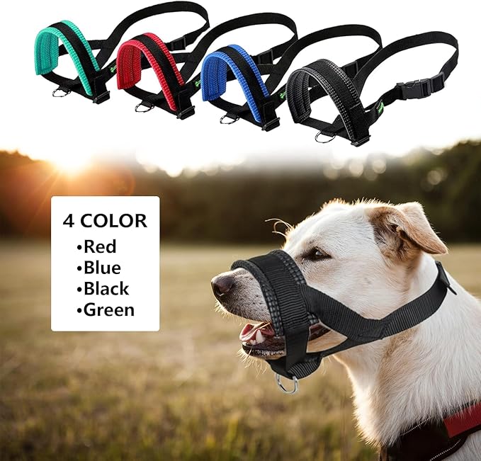 Nylon Dog Muzzle for Small,Medium,Large Dogs Prevent from Biting,Barking and Chewing,Adjustable Loop(XXL/Green)