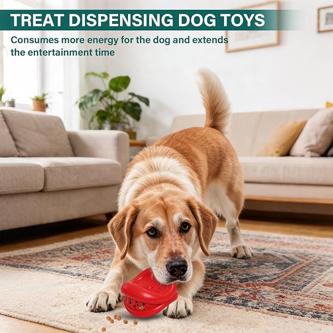 Treat Dispensing Dog Toys - Durable Natural Rubber Chew Toy for Large Medium Dogs, Aggressive Chewer Dog Toys, Relieve Boredom Separation Anxiety & Cleans Teeth, Dishwasher Safe