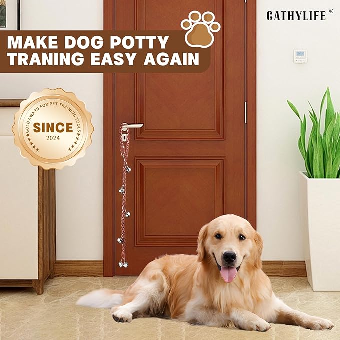 Dog Bells to Go Outside & Puppy Potty Training. Adjustable Dog Door Bell Ring to Go Potty. Handmade with Premium PU Leather. Twisted Style. (Brown)