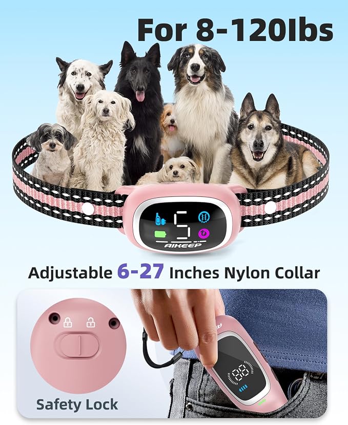 2-in-1 Dog Shock Collar and Bark Collar for Dogs – 3300FT Dog Training Collar with Remote, IP67 Waterproof e Collar with Anti-Bark/Beep/Vibration/Shock Modes for Small Medium Large Dog(8-120Lbs)