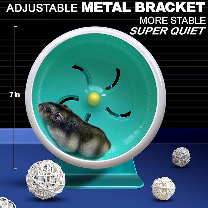 Hamster Toys Silent Wheel Quiet Exercise Exercise Toys Spinner for Gerbil Rat Mouse Mice Dwarf Hamster Adjustable Stand Silent Hamster Wheel (Blue)