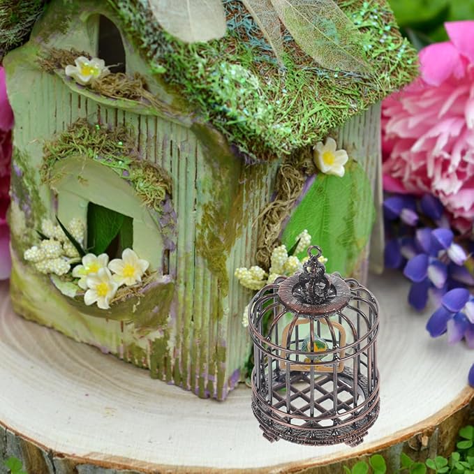 BESTonZON Mini Birdcage Ornament 1 12 Scale Small Dollhouse Bird Cage Tiny House Decoration for Miniature Gardens and Toy Accessories