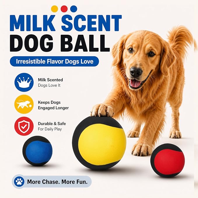 Squeaky Dog Ball for Fetch – Floating Rubber Ball for Water Play, Easy to Spot, Keeps Dogs Engaged, Durable for Pool, Lake & Outdoor Use, 2.7 Inch for Small & Medium Dogs