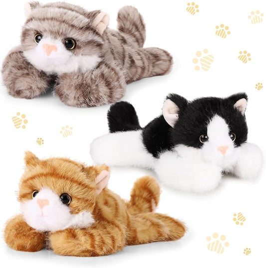 3 Pcs 9 Inch Cat Stuffed Animal Plush Gift Baby Shower Party Favors Cute Kitten Plush Toys Small Cat Stuffed Animal Soft Sleeping Supplies for Boys Girls Toddlers Birthday(Sweet Style)