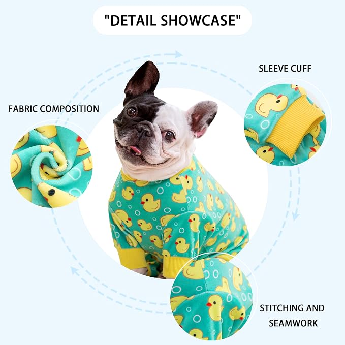 Paiaite Dog Pajamas Onesie: Comfortable Four-Legged Apparel for Small, Medium, & Large Dogs, Polyester Material for Comfort, Wrinkle Resistance, Moisture Wicking, and Stretchiness Yellow Duck XL