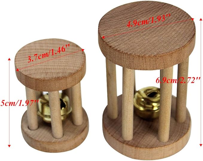 Doober Wood Unicycle Dumbell Bell Roller Chew Toys For Pet Rabbits Hamsters Rat (S)