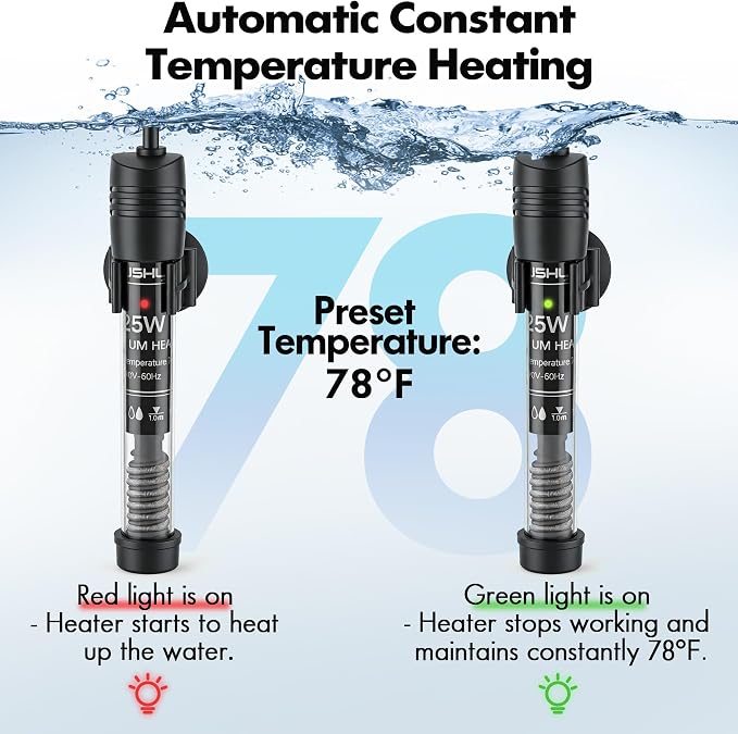Orlushy Submersible Aquarium Heater, Adjustable Fish Tahk Heater with Free Thermometer Suitable for Marine Saltwater and Freshwater