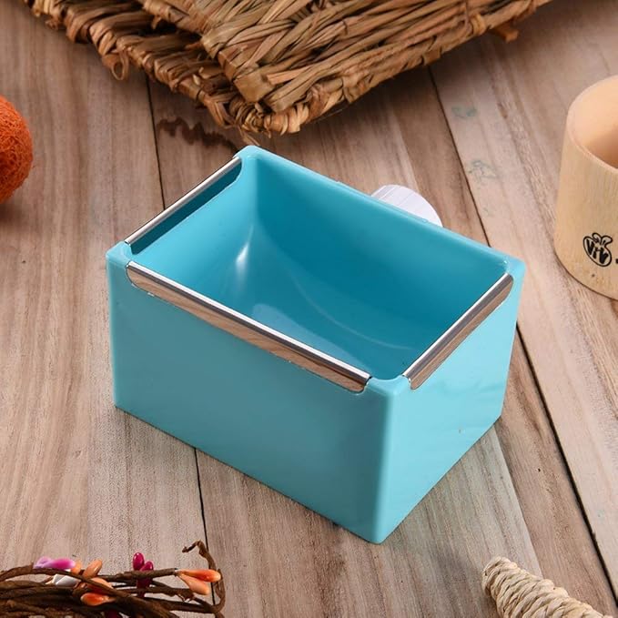 Hypeety Hamster Food Bowl Small Pet Feeder Food Water Bowl Fixable Plastic Hamster Food and Water Bowl Dispenser Durable Cage Bowl Feeder for Hamster Guinea Pig Rabbit Small Animals(Blue)