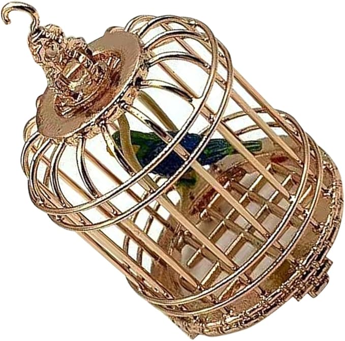 BESTonZON Decorative Mini Birdcage Model Rose Gold Ornament for Dollhouses Unique Simulation Bird Cage Decor for Mini Bedroom and Garden