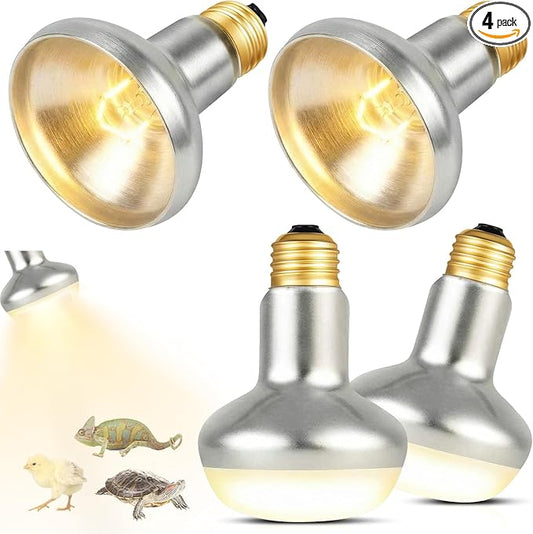 Retisee 4 Pack Basking Light for Reptiles 75 Watt Heat Lamp Bulbs 120V UVA Simulated Natural Sunlight Heating Lamp Bulb Basking Bulb for Bearded Dragon Turtle Chicken