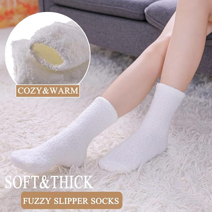 Ginmewrae Women Fuzzy Socks Cozy Soft Fluffy Cute Animal Slipper Socks Sleeping Warm Socks Christmas Gift for Girls